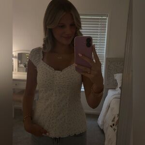Hollister White Floral Blouse